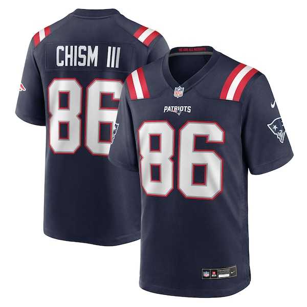 Mens New England Patriots #86 Efton Chism III Nike Navy Team Game Jersey Dzhi->->