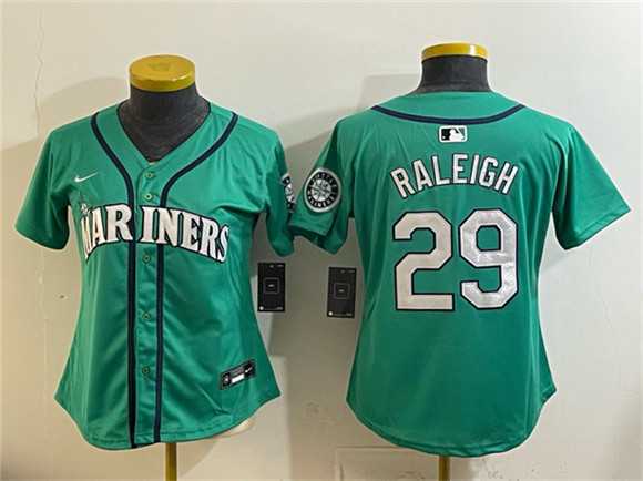 Womens Seattle Mariners #29 Cal Raleigh Aqua Limited Stitched Jersey (Run Small)->->MLB Jersey