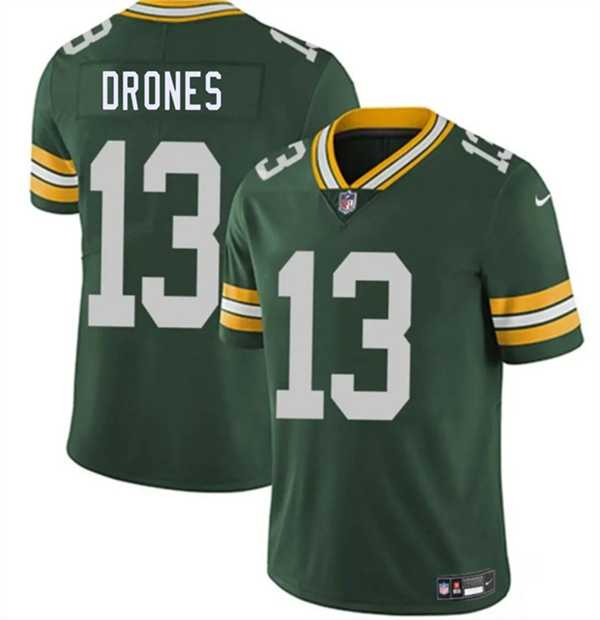 Mens Green Bay Packers #13 Kyron Drones Green 2026 Draft Vapor Untouchable Limited Stitched Jersey
