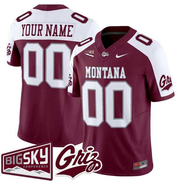 Mens Montana Grizzlies Active Player Custom Maroon Alternate 2025 F.U.S.E. Big Sky Patch Vapor Limited V1 Stitched Jersey