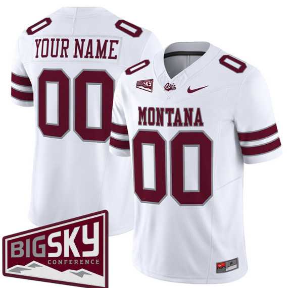 Mens Montana Grizzlies Active Player Custom White 2025 F.U.S.E. Big Sky Patch Vapor Limited V1 Stitched Jersey
