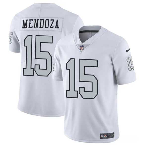Mens Las Vegas Raiders #15 Fernando Mendoza White 2026 Draft Color Rush Vapor Untouchable Limited Stitched Jersey