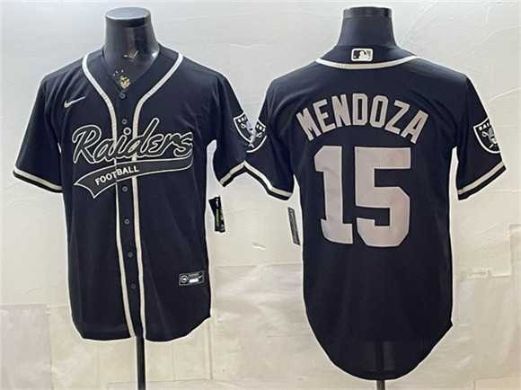 Mens Las Vegas Raiders #15 Fernando Mendoza Black Cool Base Stitched Baseball Jersey