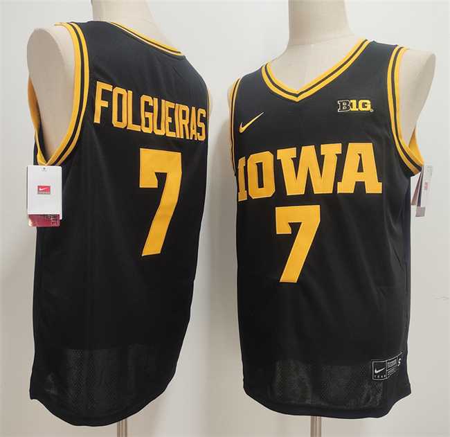 Mens Iowa Hawkeyes #7 Alvaro Folgueiras Black Stitched Jersey