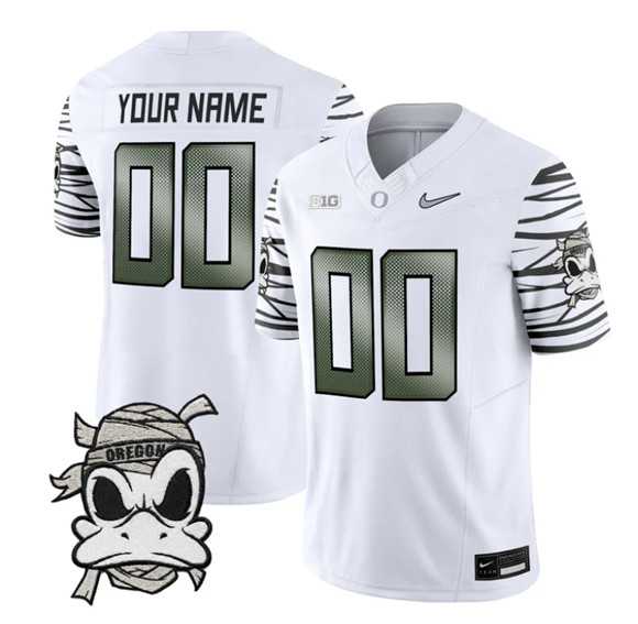 Mens Oregon Ducks Active Player Custom White 2025 F.U.S.E. Mummy Duck Vapor Limited V1 Stitched Jersey