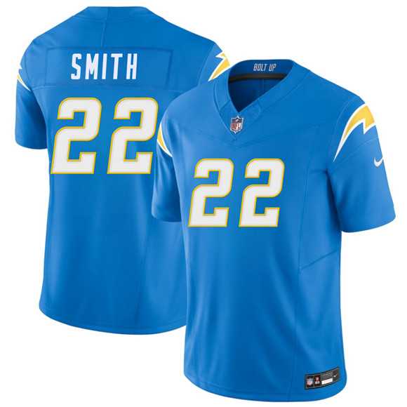 Mens Los Angeles Chargers #22 Genesis Smith Blue 2026 F.U.S.E. Vapor Limited Stitched Jersey