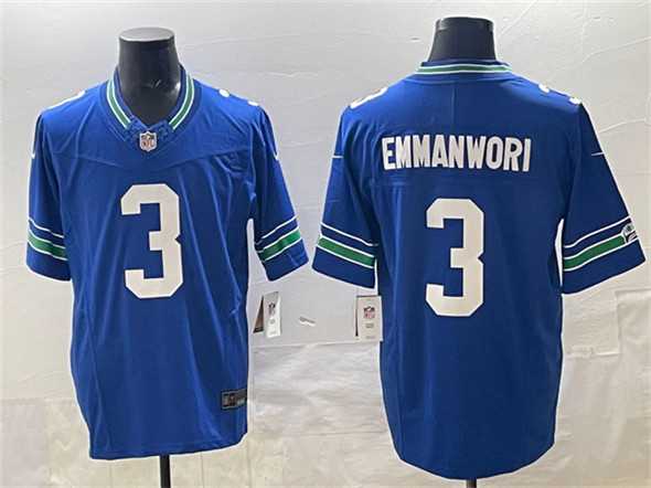 Mens Seattle Seahawks #3 Nick Emmanwori Royal 2024 F.U.S.E Throwback Vapor Limited Stitched Jersey