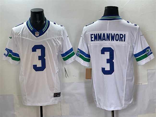Mens Seattle Seahawks #3 Nick Emmanwori White F.U.S.E. Throwback Vapor Limited Stitched Jersey