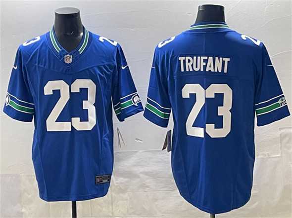 Mens Seattle Seahawks #23 Marcus Trufant Royal 2024 F.U.S.E. Throwback Vapor Limited Stitched Jersey