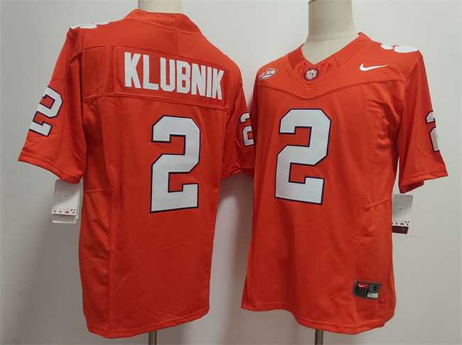 Mens Clemson Tigers #2 Cade Klubnik Orange F.U.S.E. Stitched Football Jersey