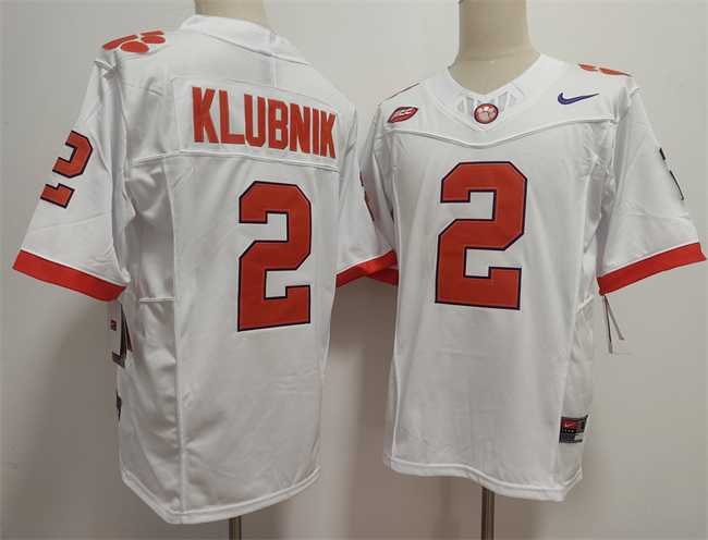 Mens Clemson Tigers #2 Cade Klubnik White F.U.S.E. Stitched Football Jersey