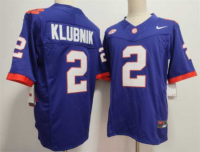 Mens Clemson Tigers #2 Cade Klubnik Purple F.U.S.E. Stitched Football Jersey