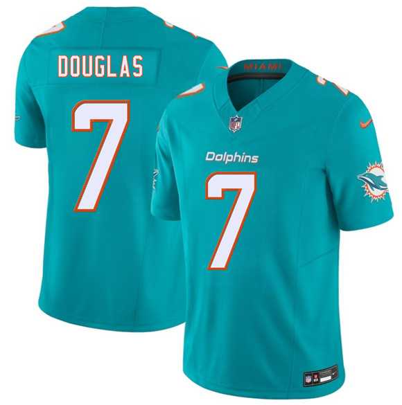 Mens Miami Dolphins #7 Caleb Douglas Aqua 2026 Draft F.U.S.E. Vapor Limited Stitched Jersey