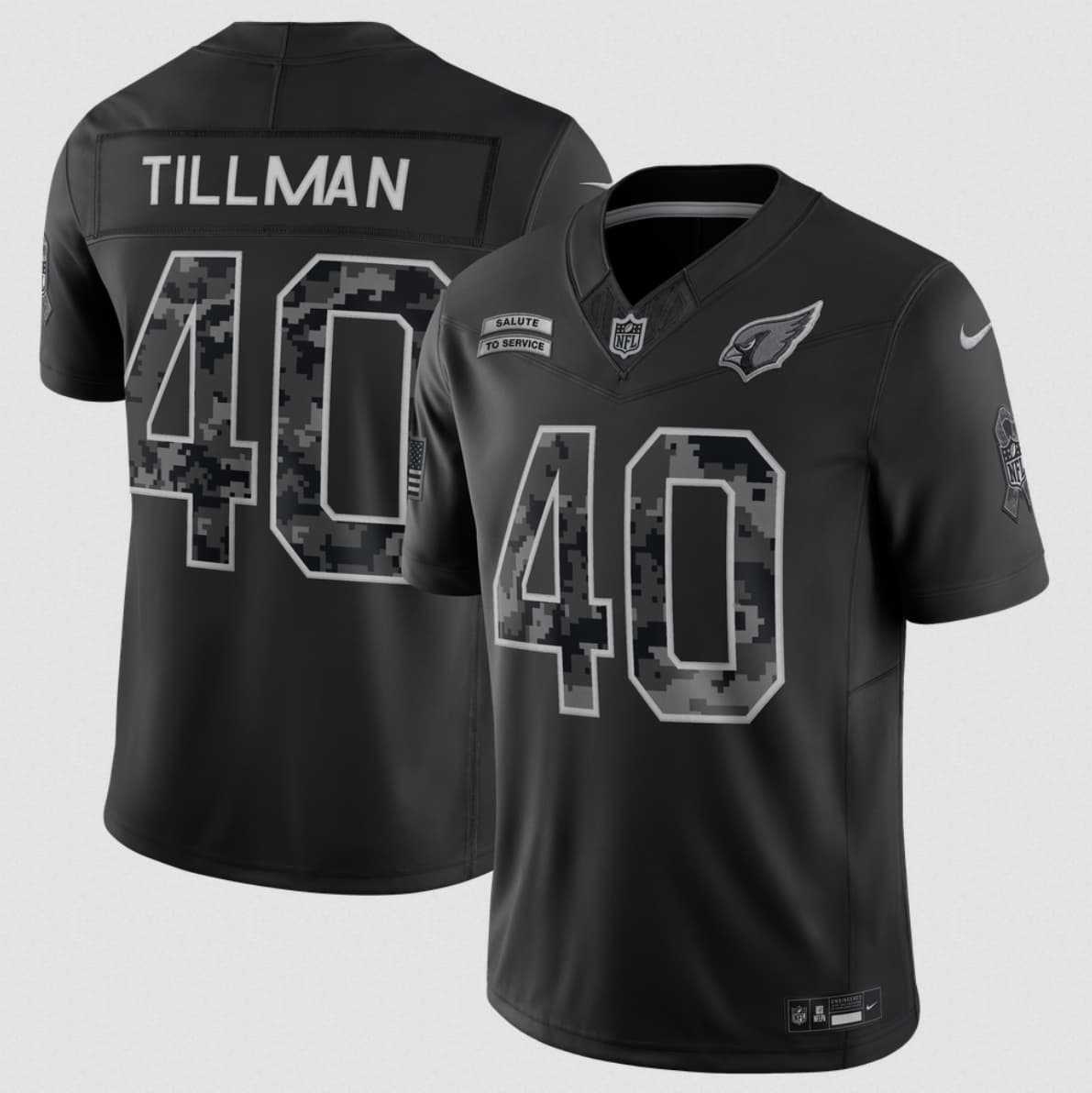 Mens Arizona Cardinals #40 Pat Tillman Black 2026 F.U.S.E. Salute to Service Limited Stitched Jersey