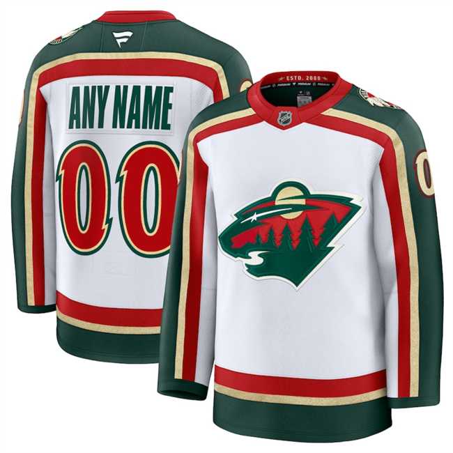 Mens Minnesota Wild Custom White 2025 25th Anniversary Hockey Jersey