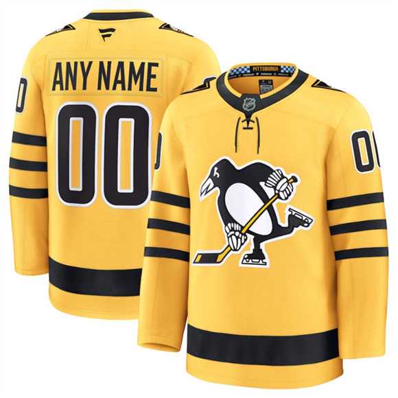 Mens Pittsburgh Penguins Active Player Custom Gold 2025 Alternate Stitched Hockey Jersey