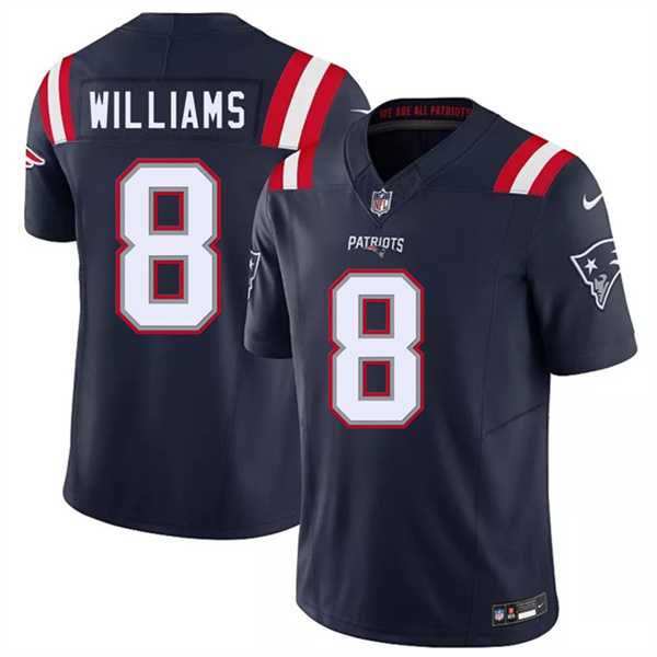 Mens New England Patriots #8 Kyle Williams Navy 2026 F.U.S.E. Vapor Limited Stitched Jersey