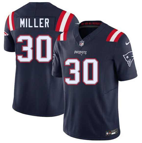 Mens New England Patriots #30 Jam Miller Navy 2026 Draft F.U.S.E. Vapor Limited Stitched Jersey