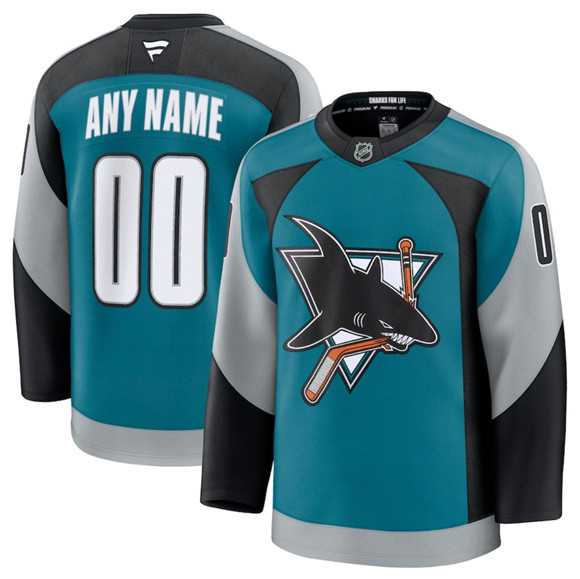 Mens San Jose Sharks Active Player Custom Teal 2025 Alternate Stitched Hockey Jersey
