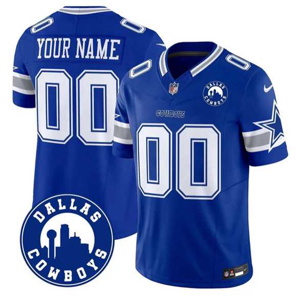 Mens Dallas Cowboys Active Player Custom Royal 2025 F.U.S.E  Dallas City Patch Vapor Untouchable Limited Stitched Game Jersey