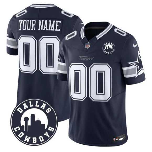 Mens Dallas Cowboys Active Player Custom Navy 2025 F.U.S.E Dallas City Patch Vapor Untouchable Limited Stitched Game Jersey