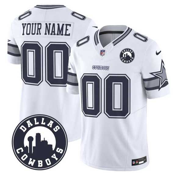 Mens Dallas Cowboys Active Player Custom White 2025 F.U.S.E Dallas City Patch Vapor Untouchable Limited Stitched Game Jersey