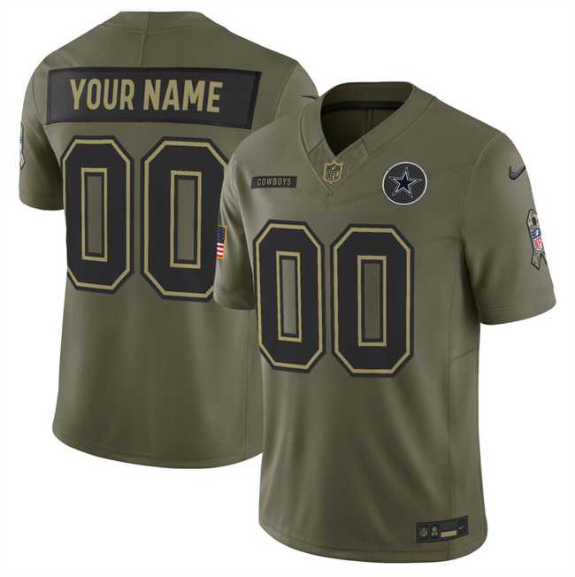 Mens Dallas Cowboys Active Player Custom Olive 2025 F.U.S.E. Salute to Service Limited Stitched Jersey