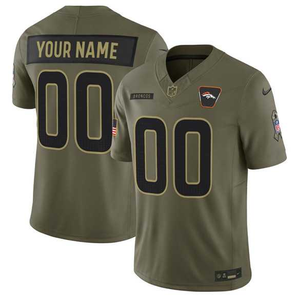 Mens Denver Broncos Active Player Custom Olive 2025 Salute to Service Limited Stitched Jersey
