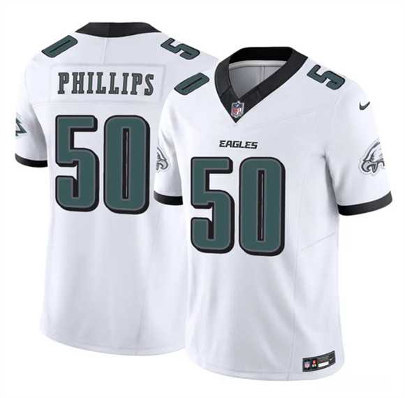 Mens Philadelphia Eagles #50 Jaelan Phillips White 2025 F.U.S.E. Vapor Untouchable Limited Stitched Jersey Dzhi