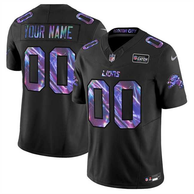 Mens Detroit Lions Active Player Custom Black 2025 Crucial Catch F.U.S.E. Vapor Limited Stitched Jersey