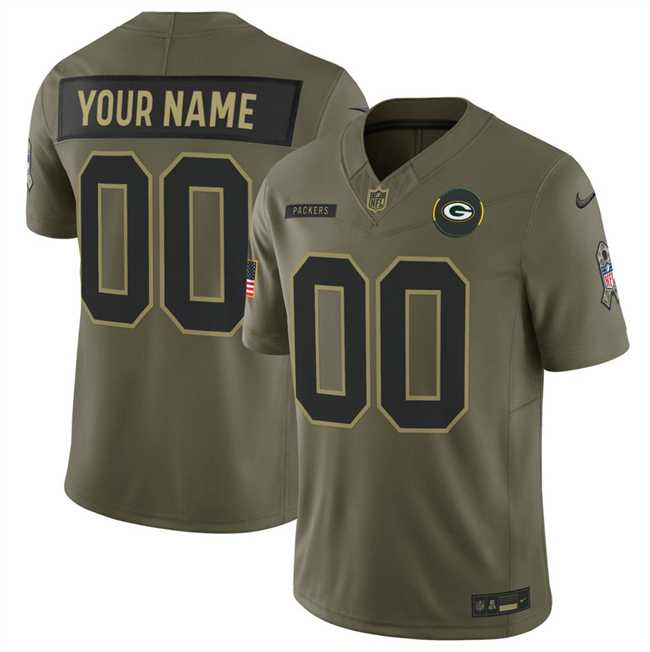 Mens Green Bay Packers Active Player Custom Olive 2025 F.U.S.E. Salute to Service Limited Stitched Jersey