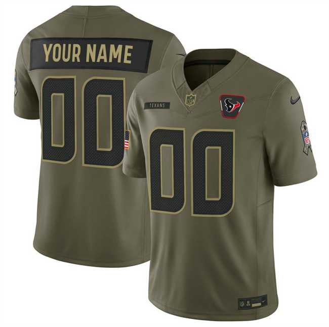 Mens Houston Texans Active Player Custom Olive 2025 F.U.S.E. Salute to Service Stitched Jersey
