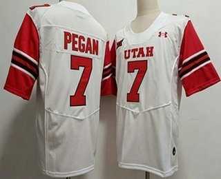 Mens Utah Utes #7 Braden Pegan White College Jersey