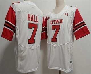 Mens Utah Utes #7 Johnathan Hall White College Jersey