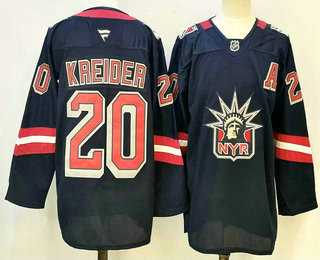 Mens New York Rangers #20 Chris Kreider Navy Reverse Retro Authentic Jersey