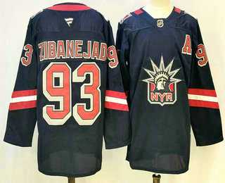 Mens New York Rangers #93 Mika Zibanejad Navy Reverse Retro Authentic Jersey