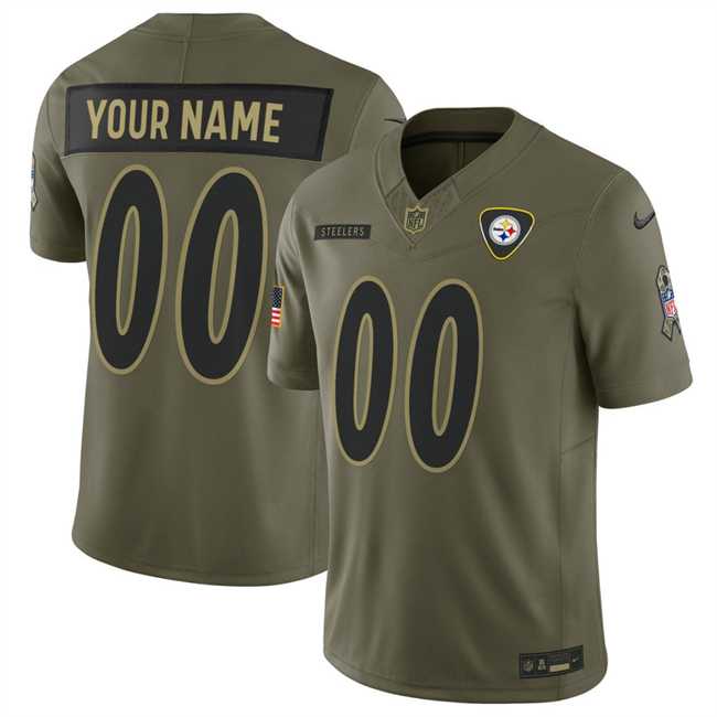 Mens Pittsburgh Steelers Active Player Custom Olive 2025 F.U.S.E. Salute to Service Limited Stitched Jersey