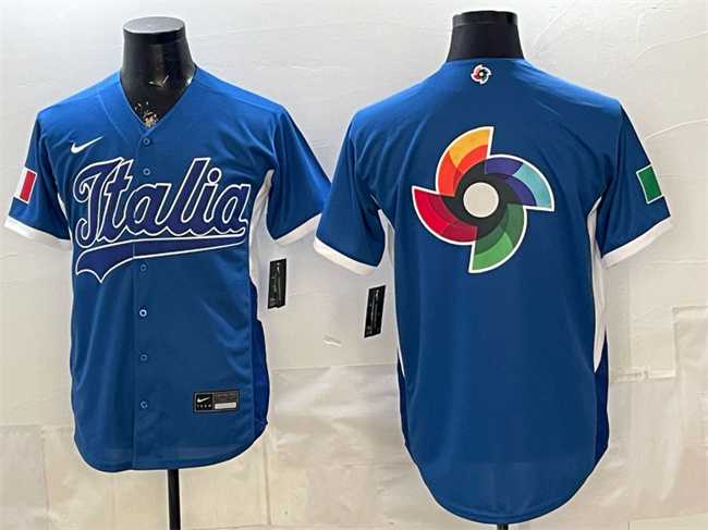 Mens Italy Blue 2026 World Baseball Classic Big Logo Home Stadium Stitched Jersey->2026 world baseball classic->MLB Jersey