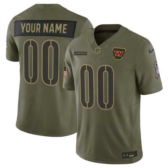 Mens Washington Commanders Active Player Custom Olive 2025 Salute to Service Limited Stitched Jersey