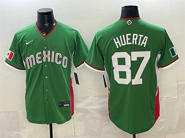 Mens Mexico #87 Jesus Huerta Green 2026 World Baseball Classic Stadium Stitched Jersey->2026 world baseball classic->MLB Jersey