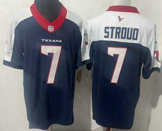 Mens Houston Texans #7 CJ Stroud Navy Blue Limited Thanksgiving Fashion FUSE Jersey