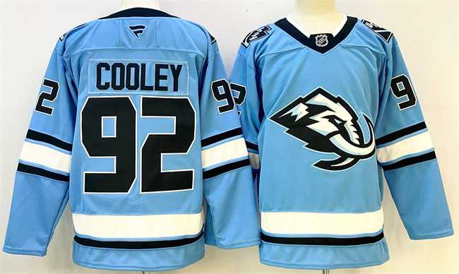 Mens Utah Mammoth #92 Logan Cooley Blue Stitched Jersey