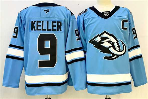 Mens Utah Mammoth #9 Clayton Keller Blue 2025 With C Patch Stitched Jersey