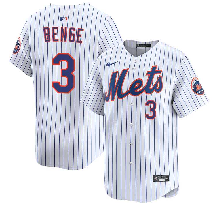 Mens New York Mets #3 Carson Benge 2026 White Home Limited Stitched Jersey Dzhi