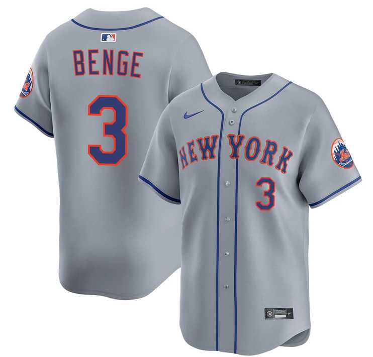 Mens New York Mets #3 Carson Benge 2026 Gray Limited Stitched Jersey Dzhi