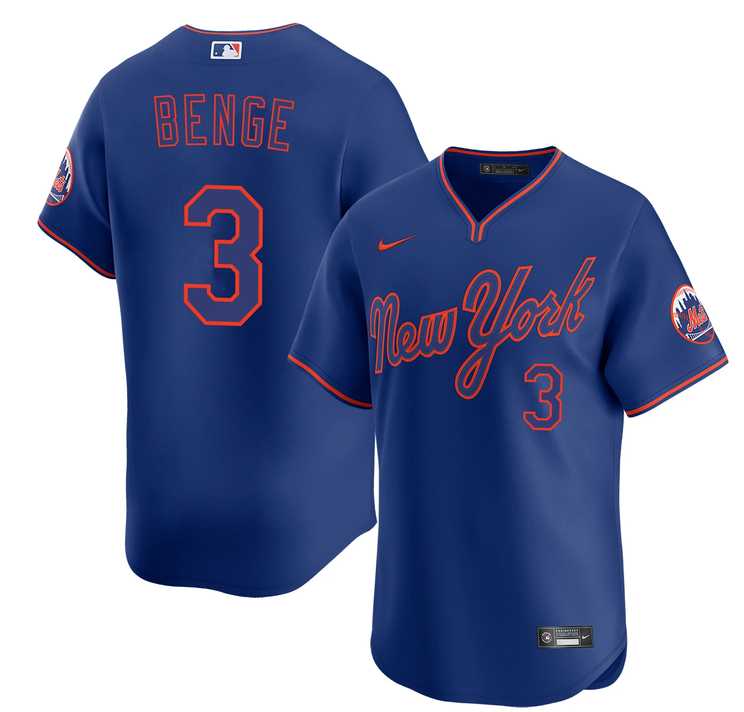 Mens New York Mets #3 Carson Benge Royal Alternate Limited Stitched Jersey Dzhi