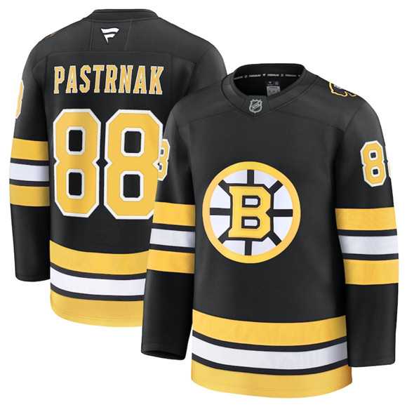 Mens Boston Bruins #88 David Pastrnak Black 2025 Home Stitched Hockey Jersey Dzhi