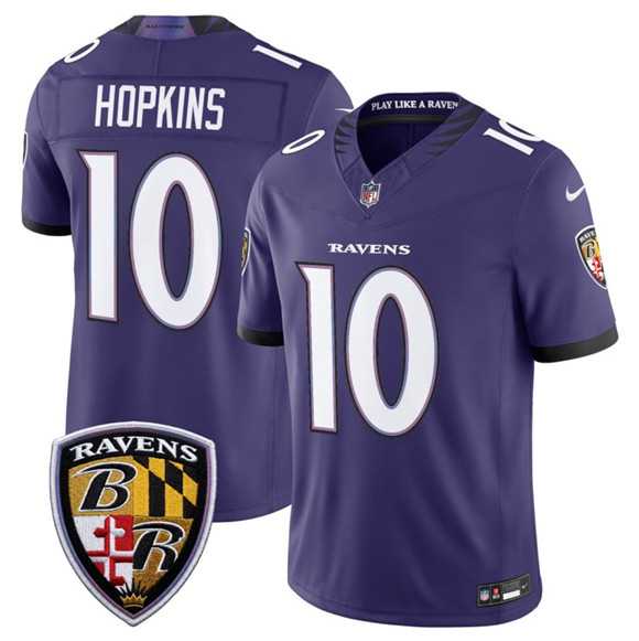 Mens Baltimore Ravens #10 DeAndre Hopkins Purple 2026 F.U.S.E Vapor Limited Stitched Jersey Dzhi