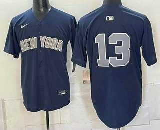 Mens New York Yankees #13 Jazz Chisholm Jr Without Name Grey Alternate Limited Stitched Jersey
