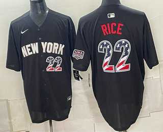 Mens New York Yankees #22 Ben Rice Black USA 250 Fourth of July Stadium Stitched Jersey Dzhi